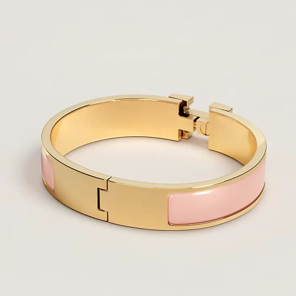HERMES CLIC H BRACELET rose candeur ghw