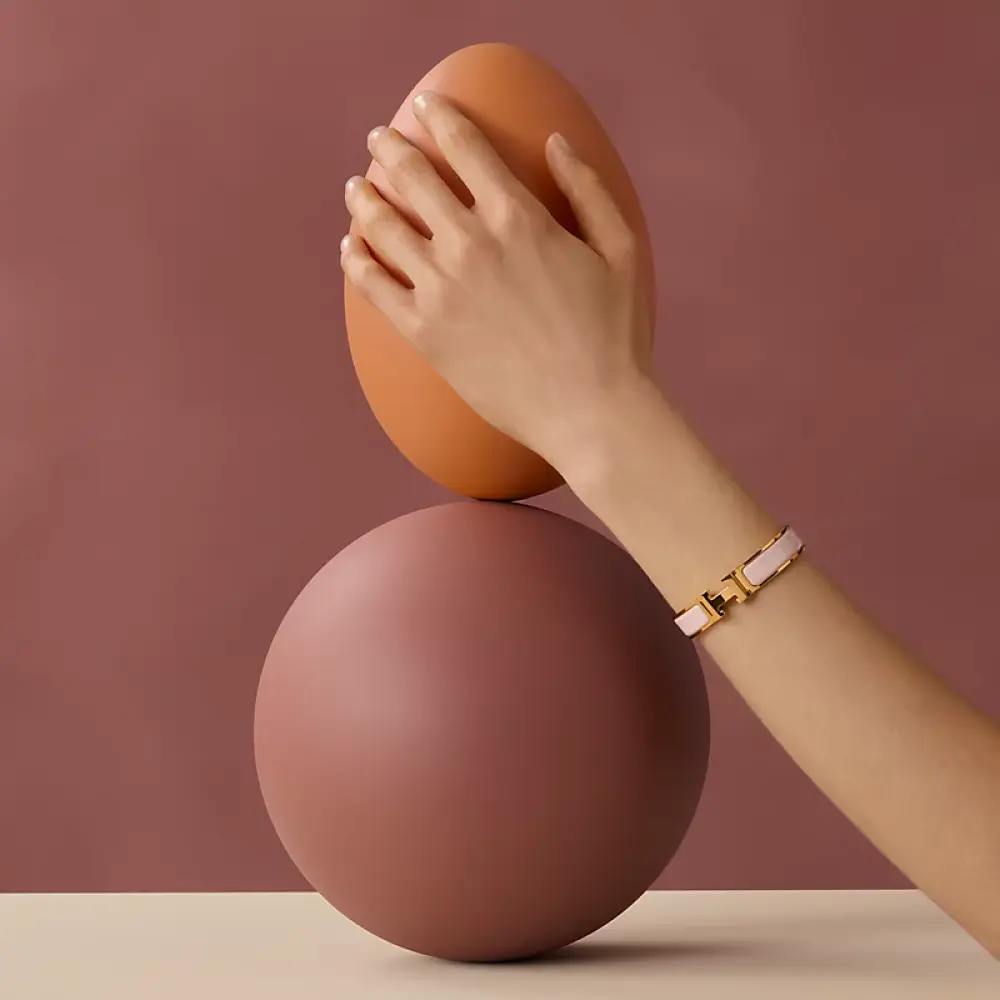 HERMES CLIC H BRACELET rose candeur ghw