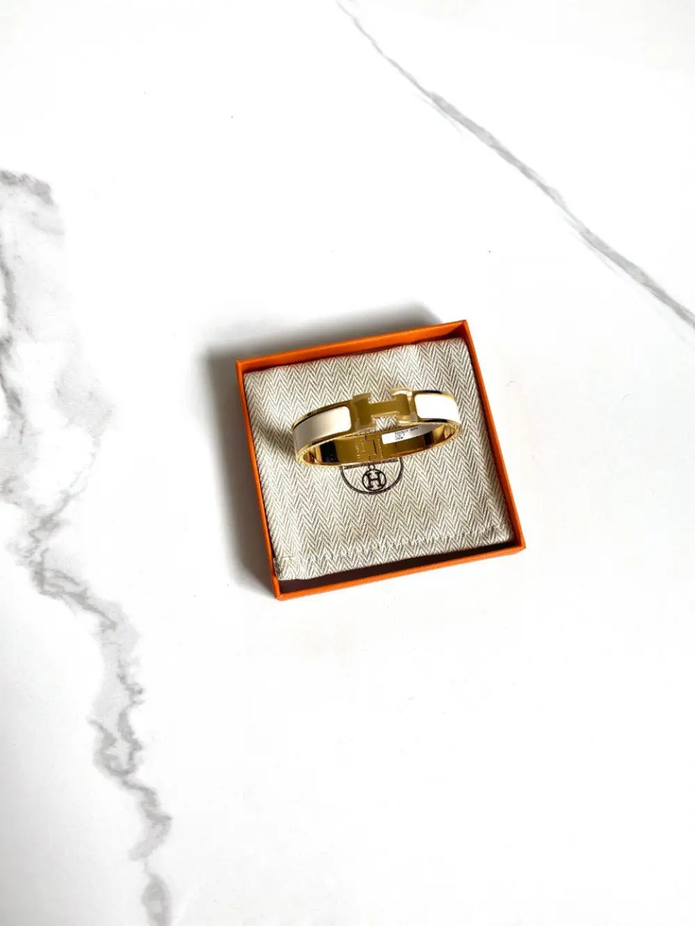 HERMES CLIC H BRACELET creme ghw