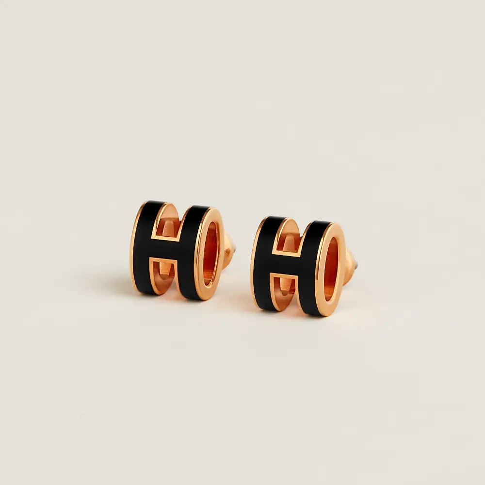 HERMES EARRING POP H black rghw