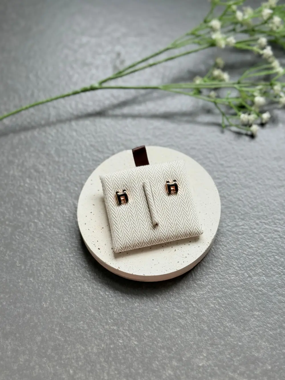 HERMES EARRING POP H black rghw