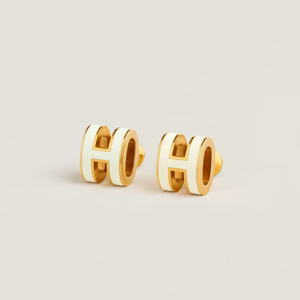 HERMES EARRING POP H white ghw