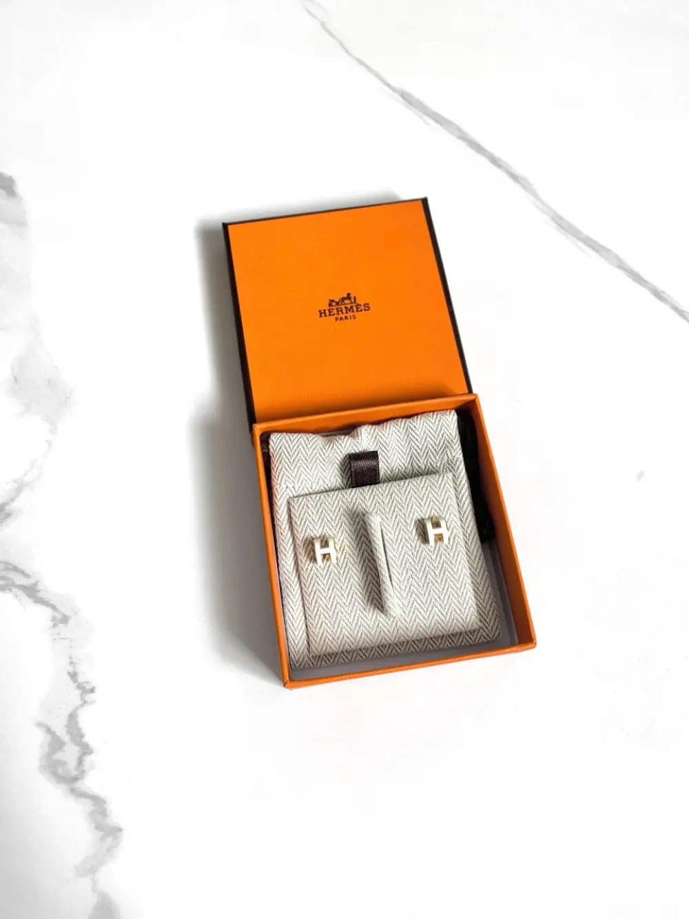 HERMES EARRING POP H white ghw