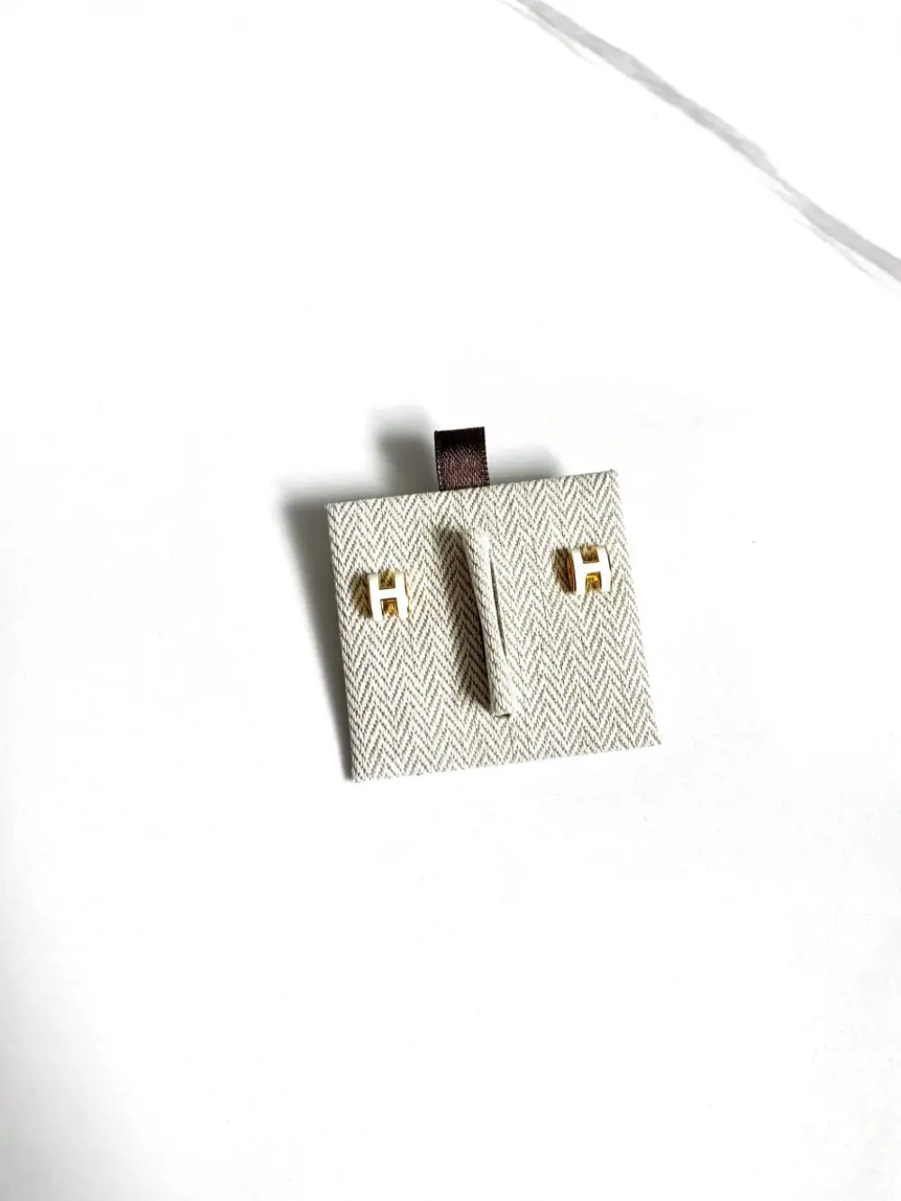 HERMES EARRING POP H white ghw