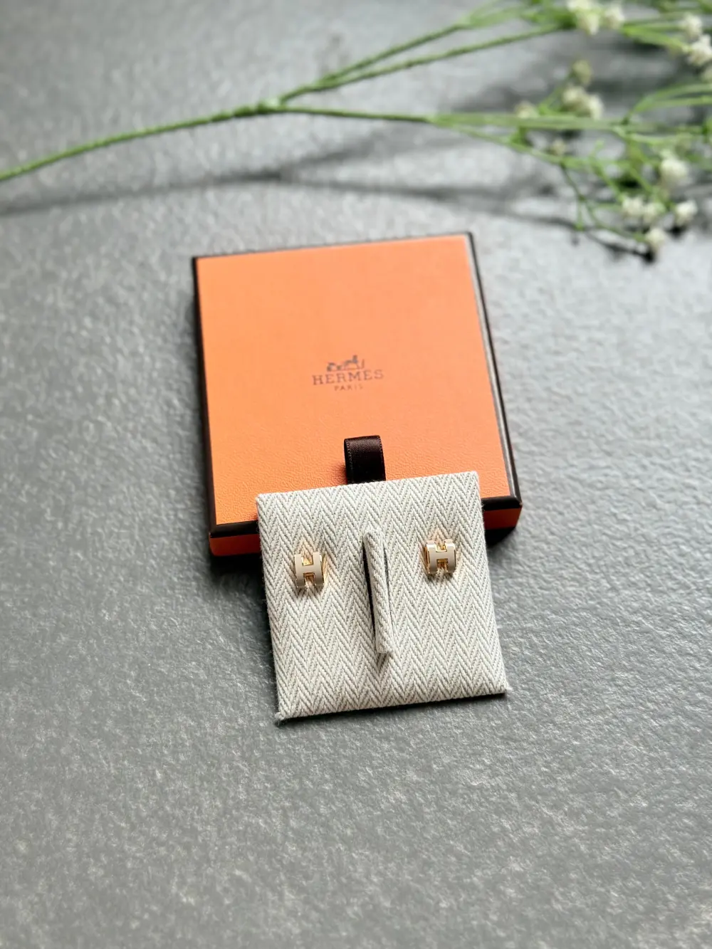 HERMES EARRING POP H maroon glaise ghw