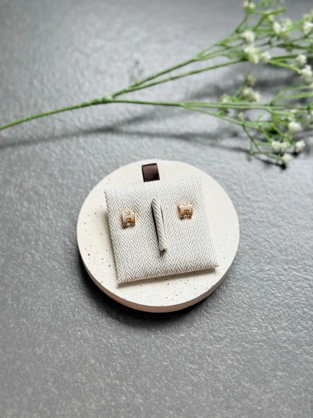 HERMES EARRING POP H maroon glaise ghw