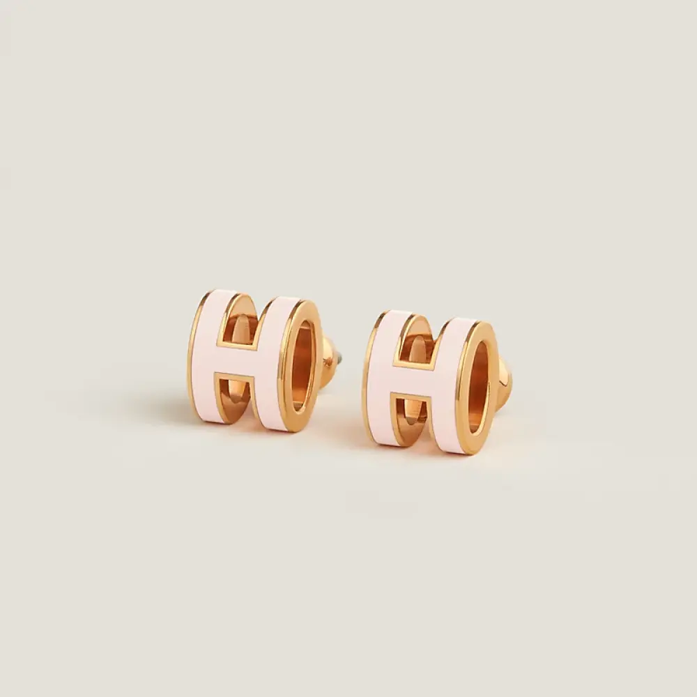 HERMES EARRING POP H rose dragee ghw