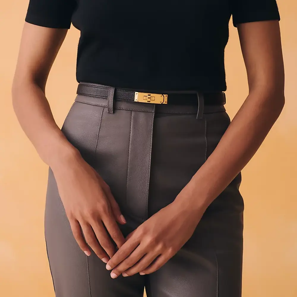 HERMES KELLY BELT black rghw