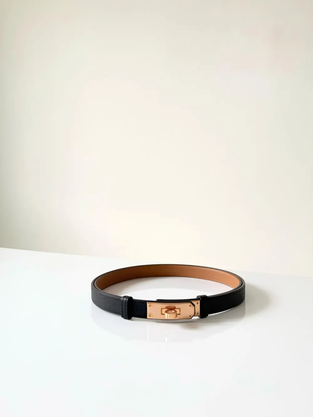HERMES KELLY BELT black rghw