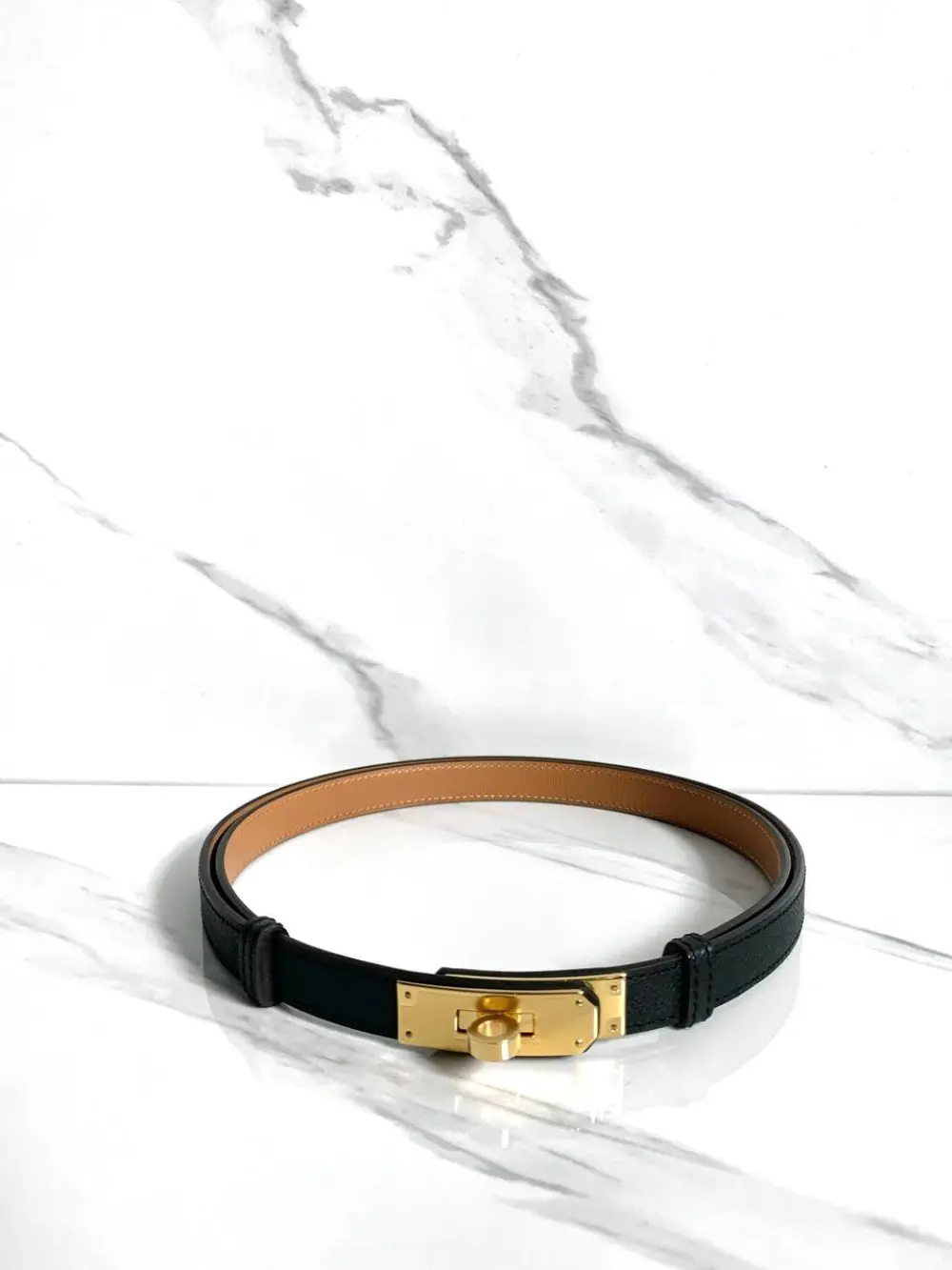 HERMES KELLY BELT black ghw