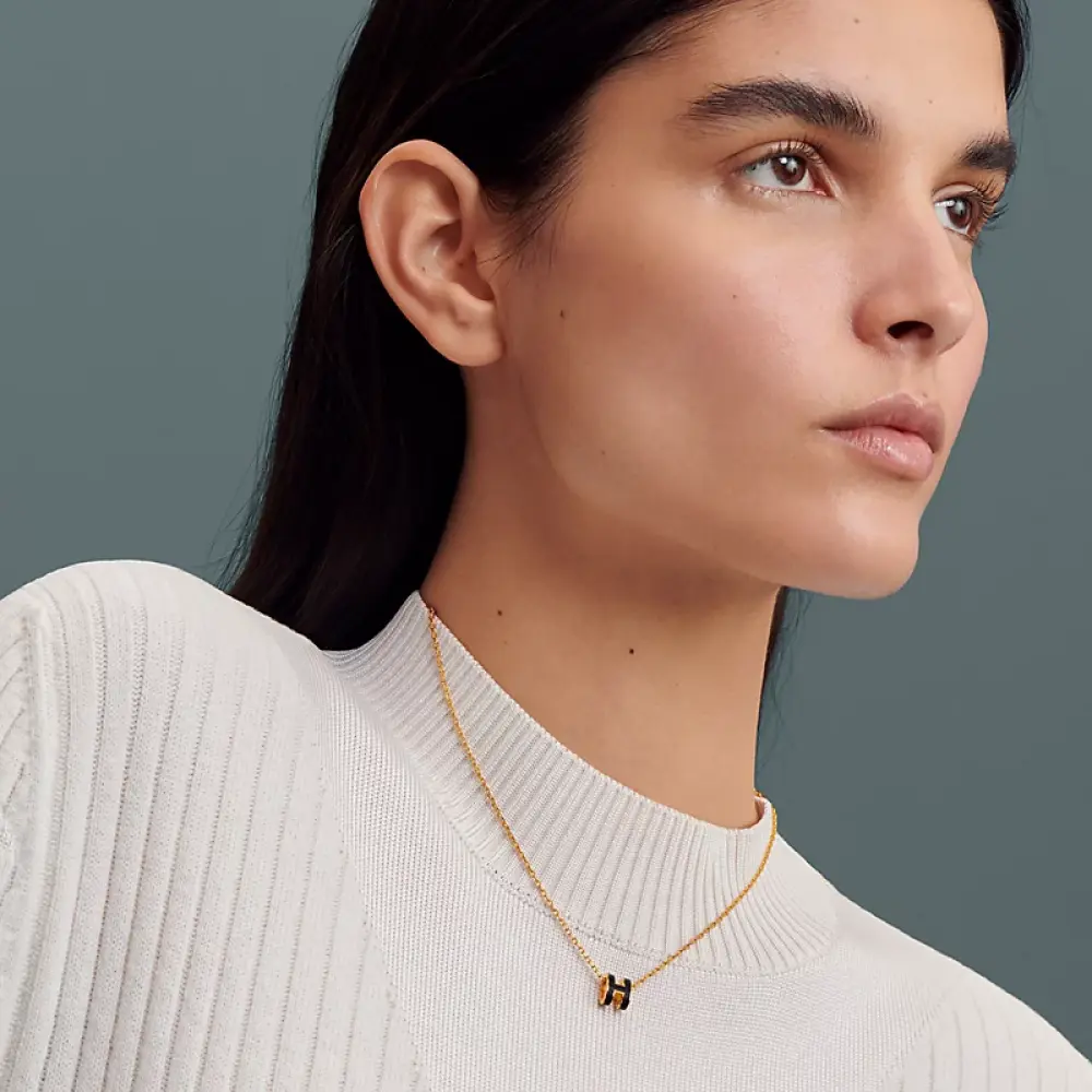 HERMES NECKLACE POP H MINI black ghw