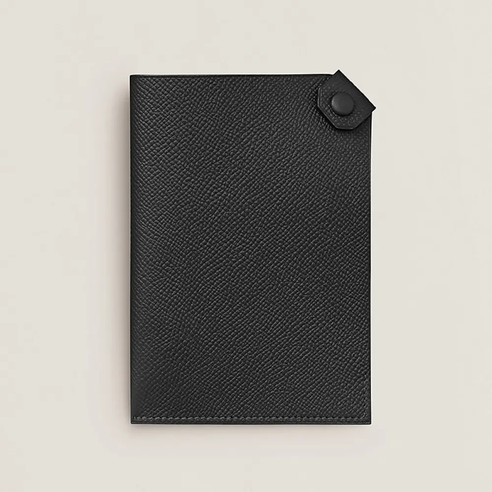 HERMES TARMAC PASSPORT HOLDER black epsom