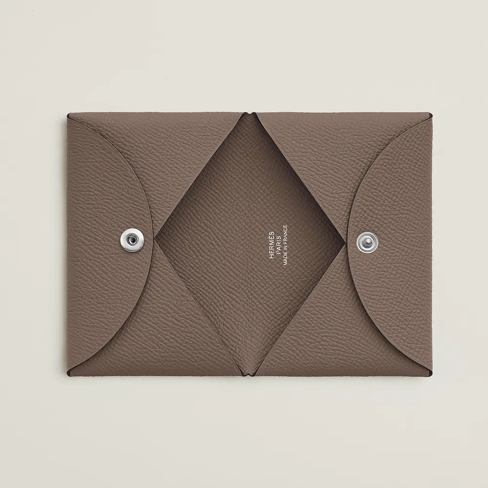 HERMES CALVI CARD HOLDER etoupe epsom