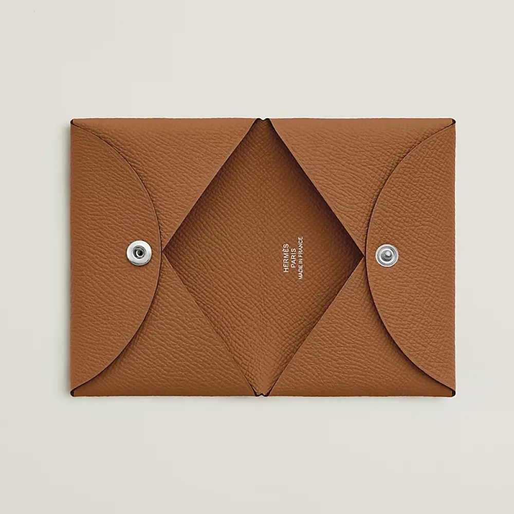 HERMES CALVI CARD HOLDER gold epsom