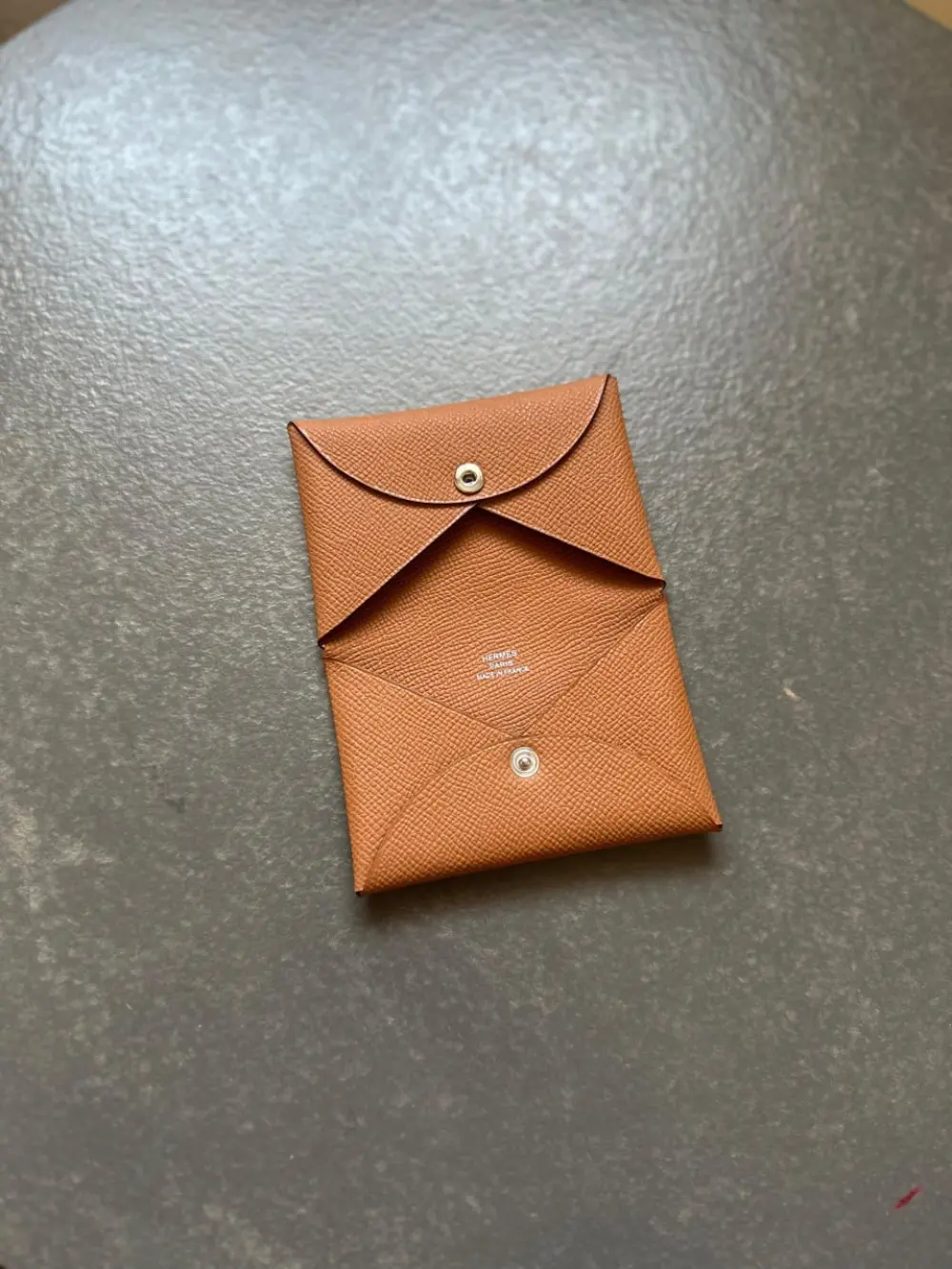 HERMES CALVI CARD HOLDER gold epsom