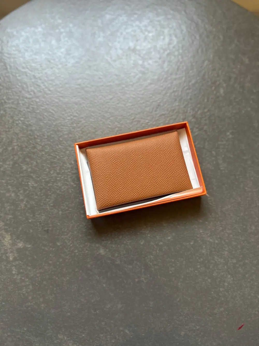 HERMES CALVI CARD HOLDER gold epsom