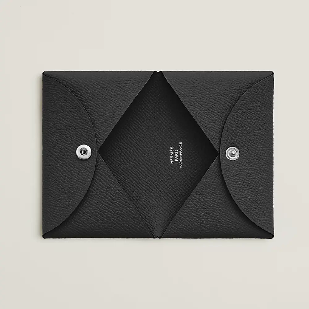 HERMES CALVI CARD HOLDER black epsom