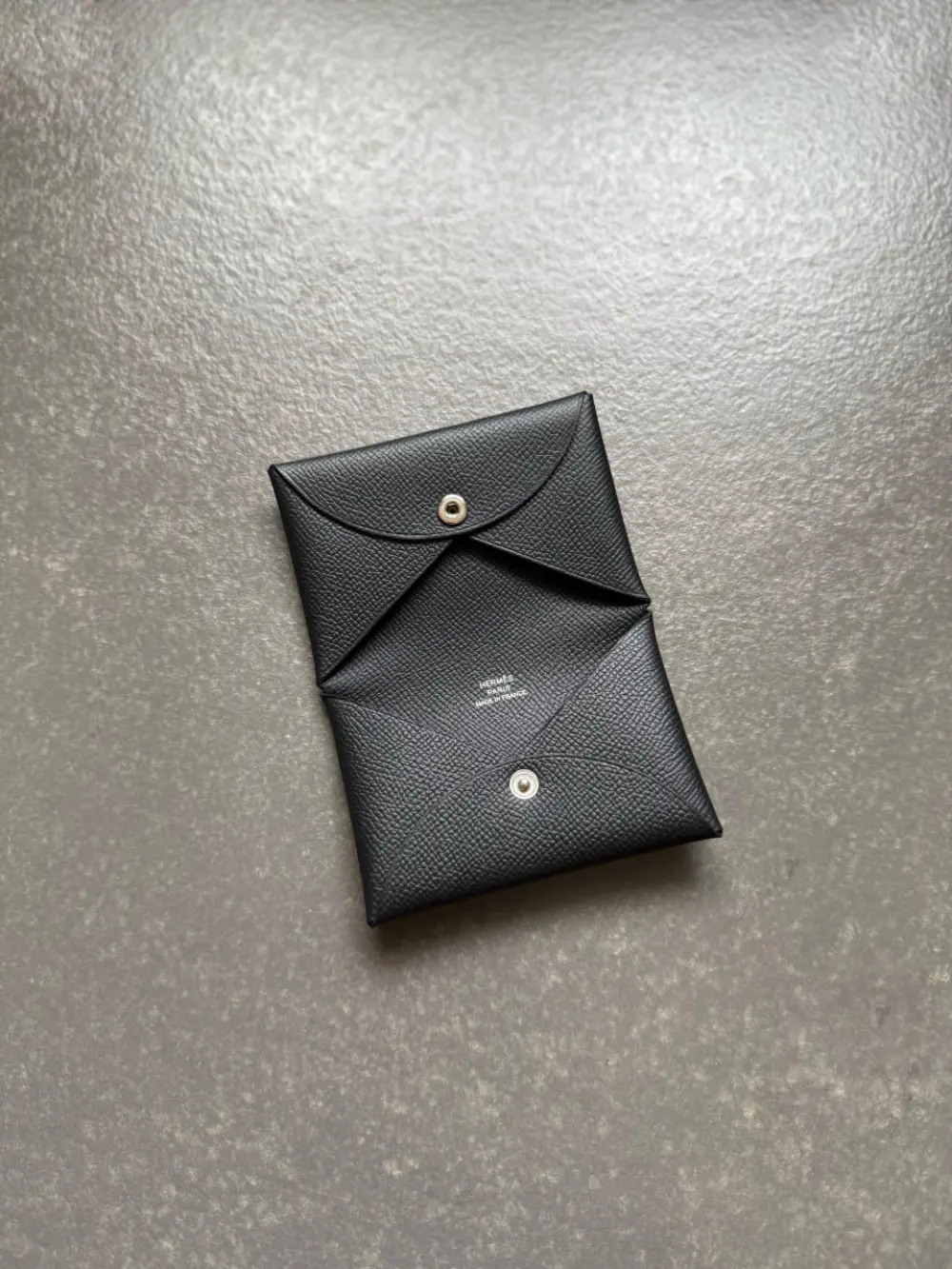 HERMES CALVI CARD HOLDER black epsom