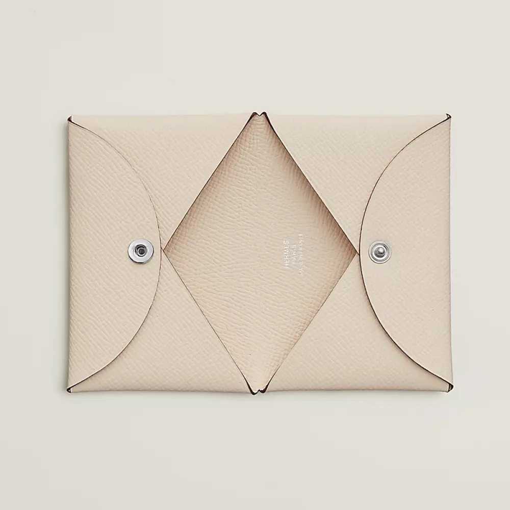 HERMES CALVI CARD HOLDER craie epsom