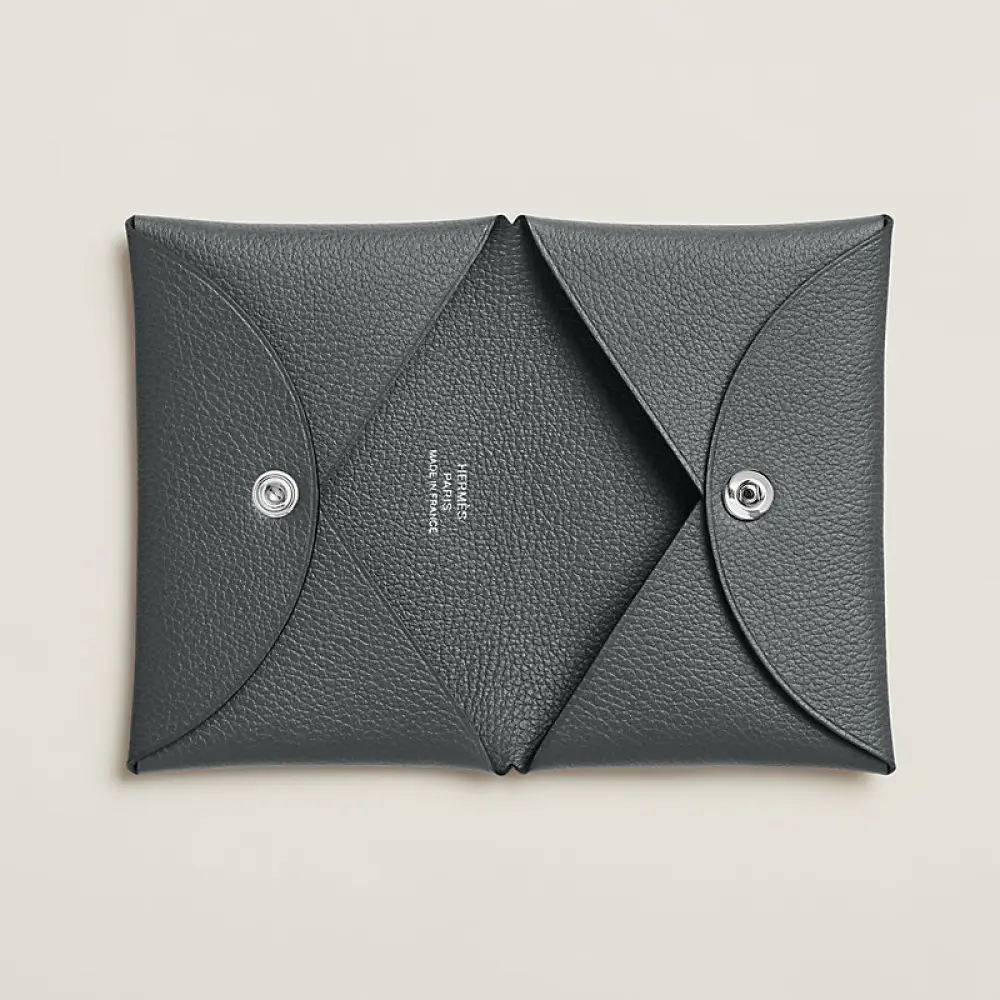 HERMES CALVI CARD HOLDER gris misty epsom