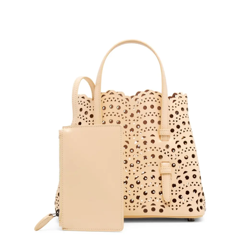 ALAIA MINA 20 BAG VIENNE WAVE CALFSKIN dune