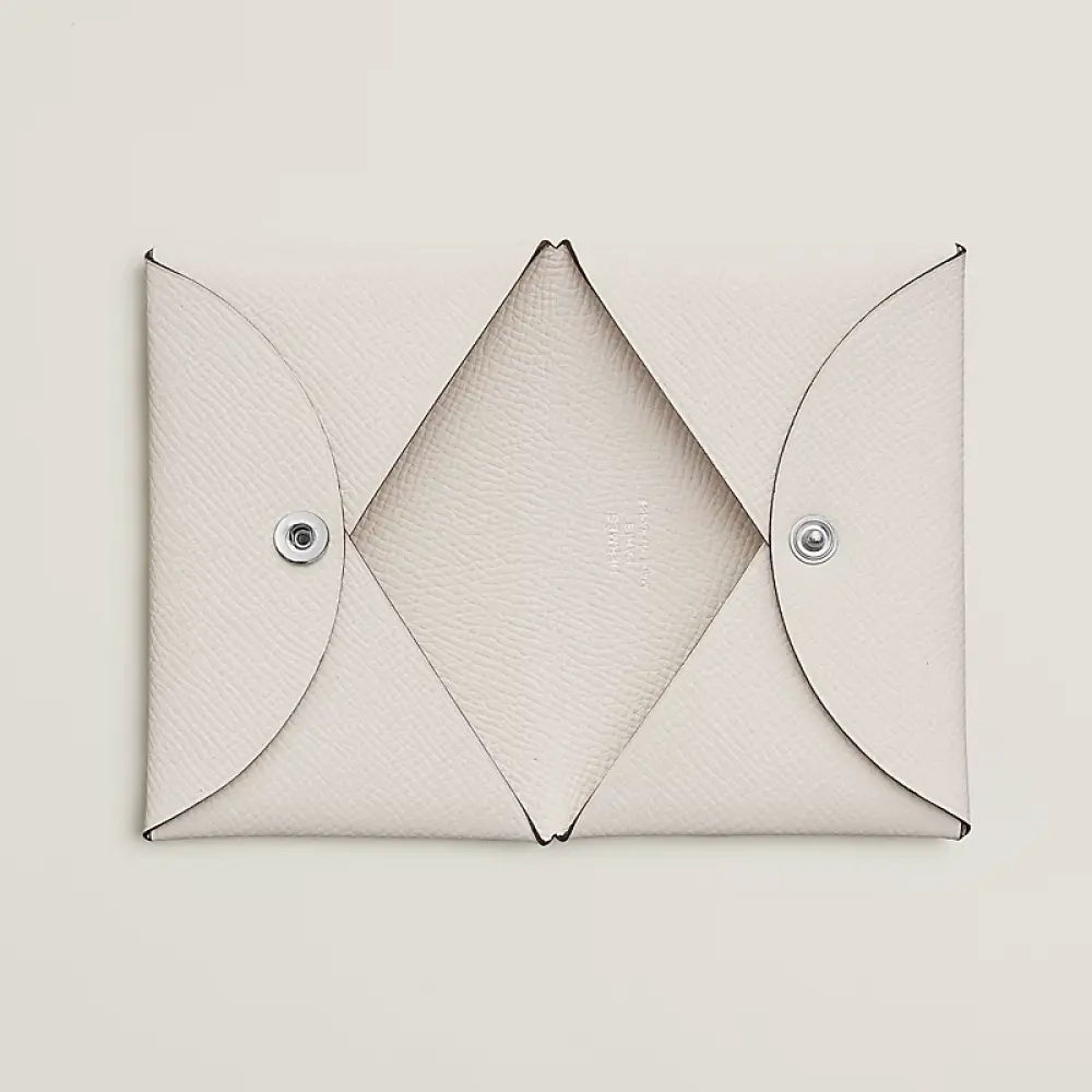 HERMES CALVI CARD HOLDER gris pale epsom