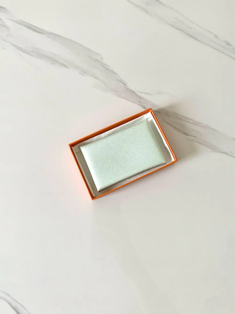 HERMES CALVI CARD HOLDER vert peppermint epsom