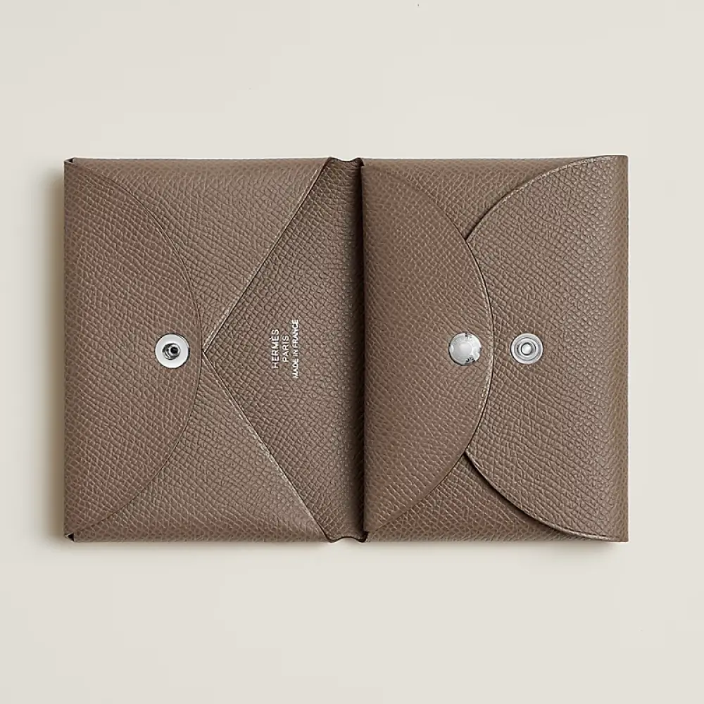 HERMES CALVI DUO CARD HOLDER etoupe epsom
