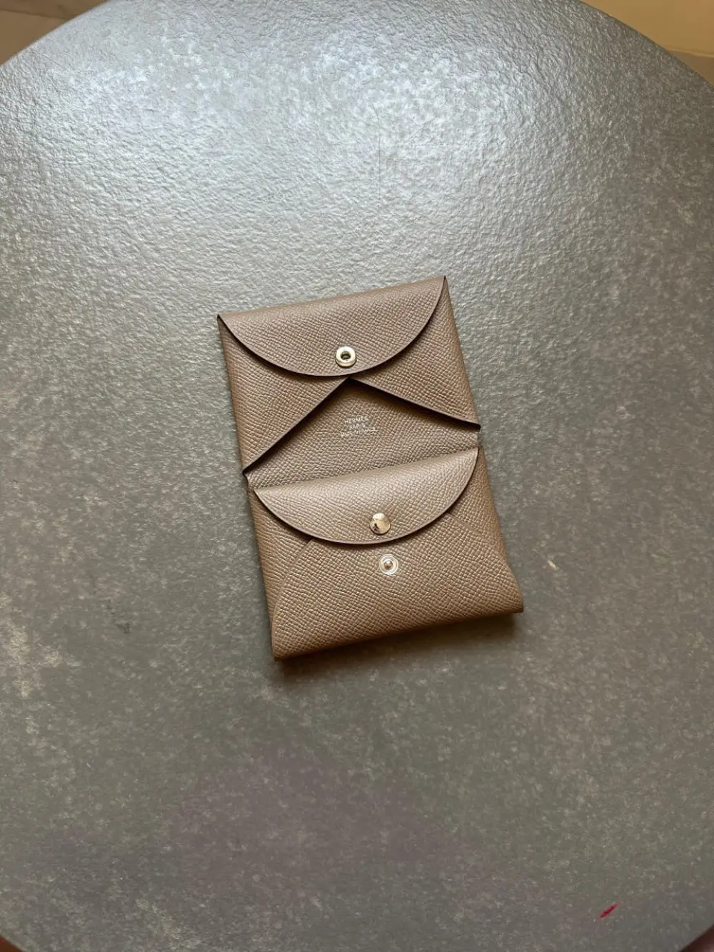 HERMES CALVI DUO CARD HOLDER etoupe epsom