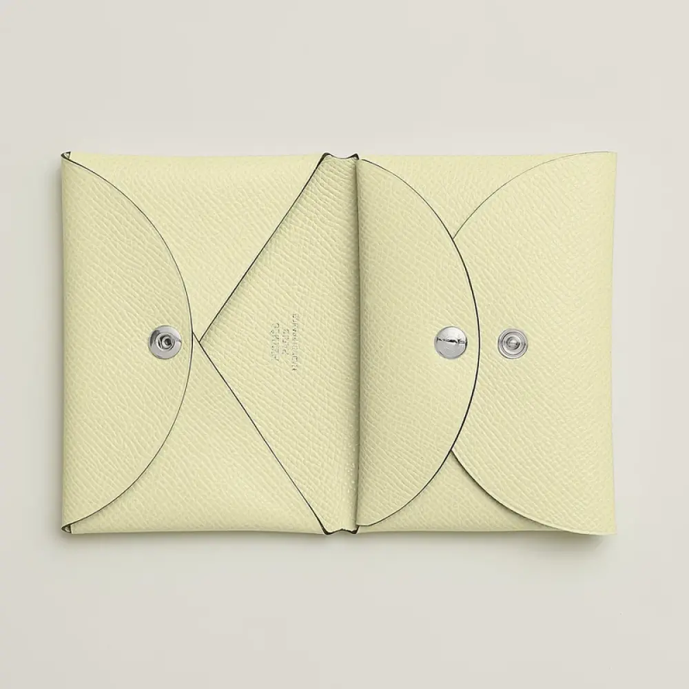 HERMES CALVI DUO CARD HOLDER jaune milton epsom