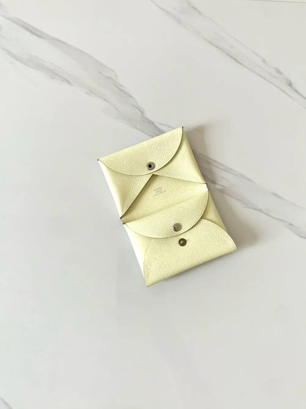 HERMES CALVI DUO CARD HOLDER jaune milton epsom