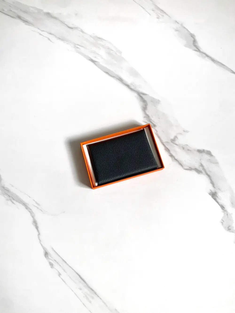 HERMES CALVI DUO CARD HOLDER gris misty / noir