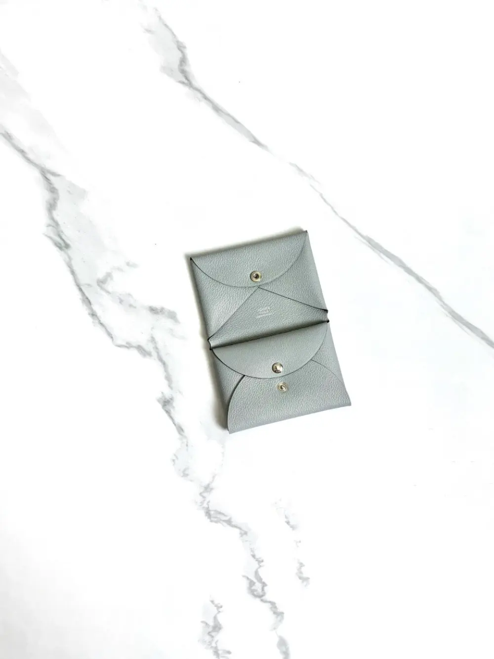 HERMES CALVI DUO CARD HOLDER light grey chevre