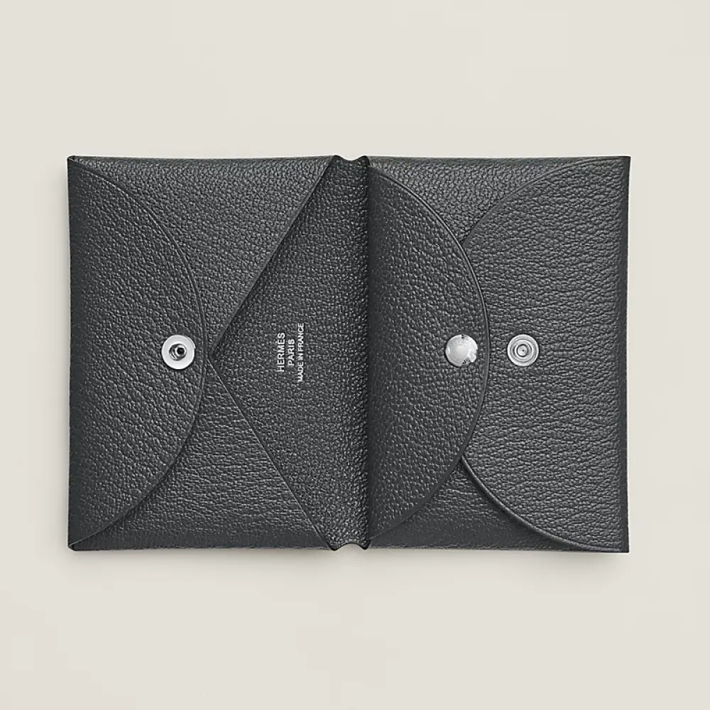 HERMES CALVI DUO CARD HOLDER ardoise epsom