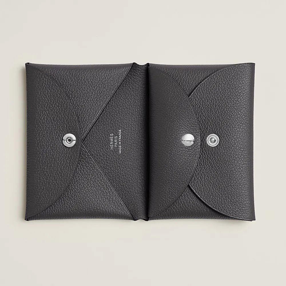 HERMES CALVI DUO CARD HOLDER ardoise epsom