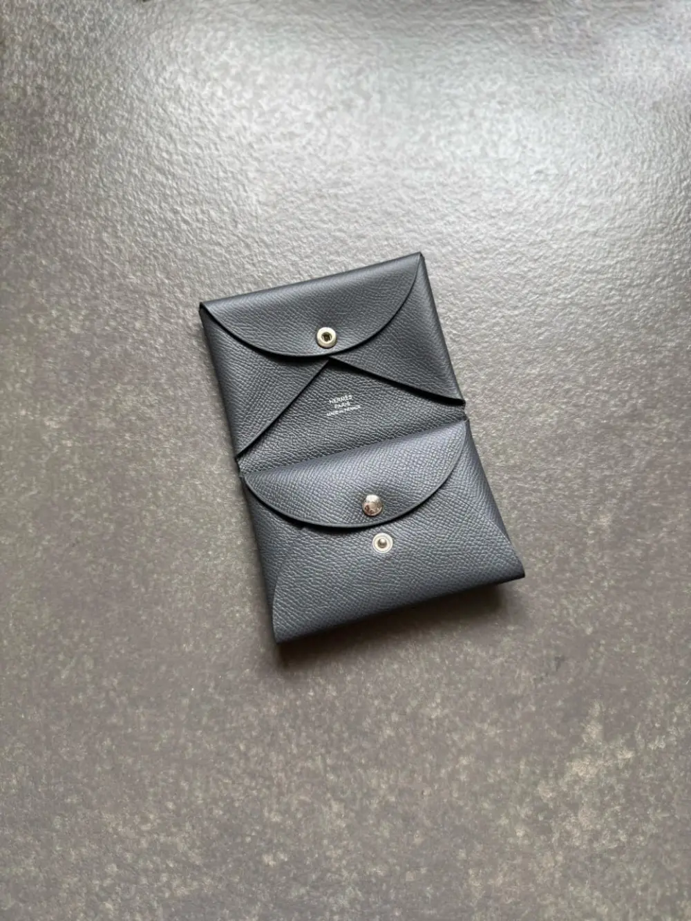 HERMES CALVI DUO CARD HOLDER ardoise epsom