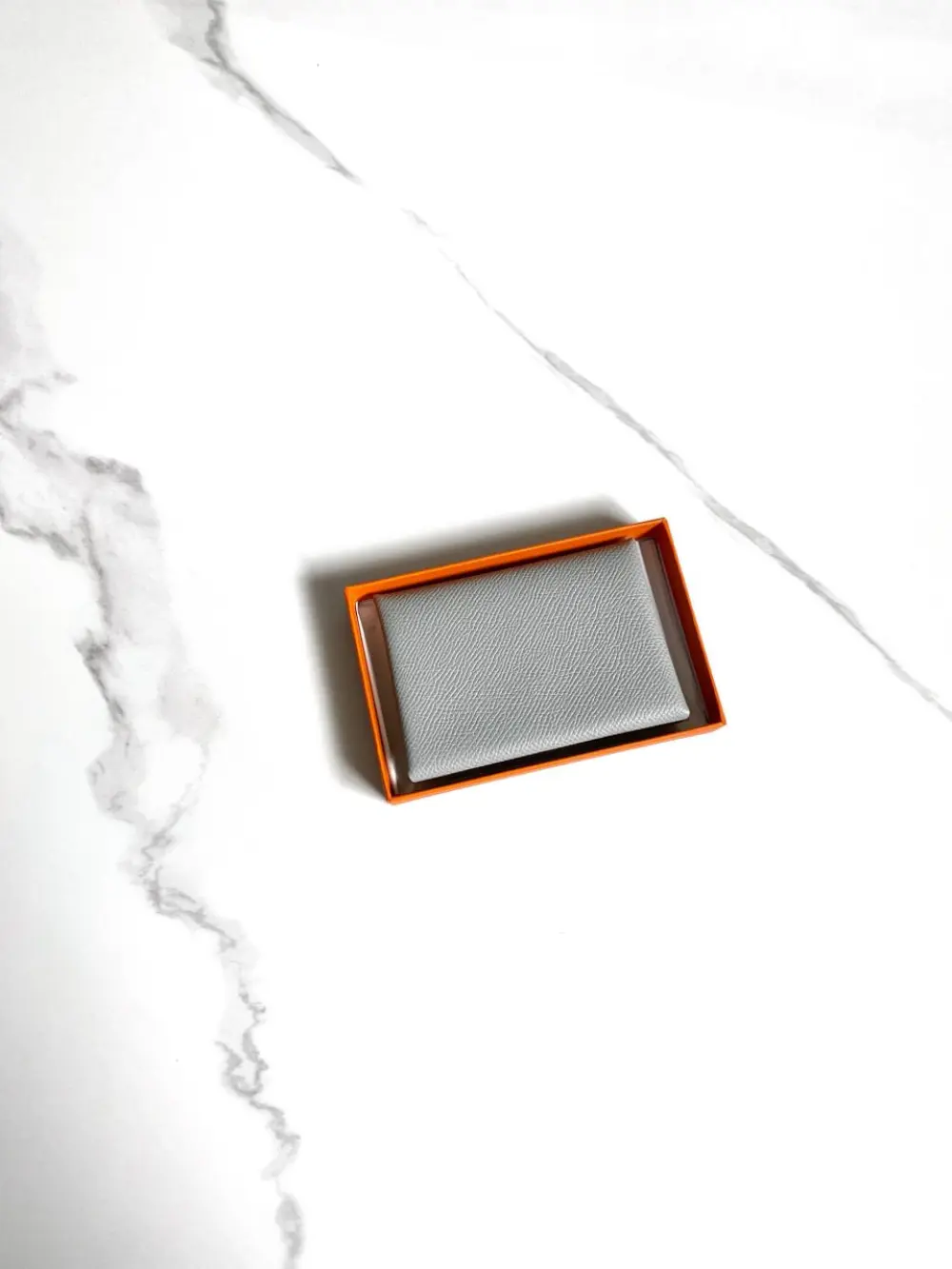 HERMES CALVI DUO CARD HOLDER blue glacier epsom