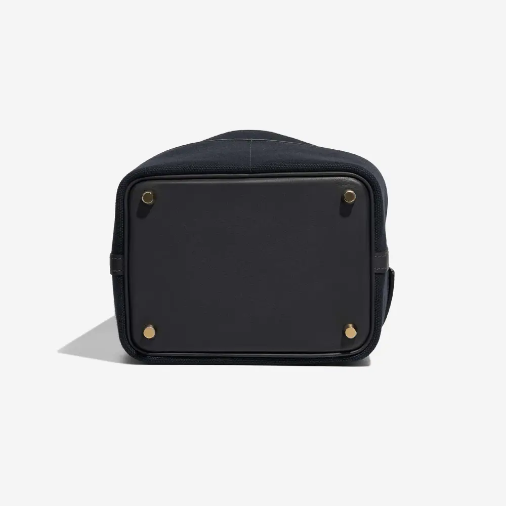 HERMES PICOTIN 18 CARGO blue marine / black toile goeland and swift ghw