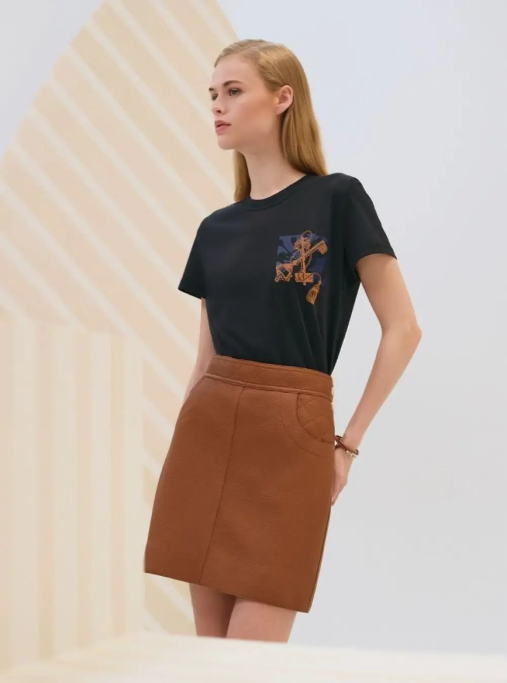 T-SHIRT DROIT CARTOUCHE · blue noir