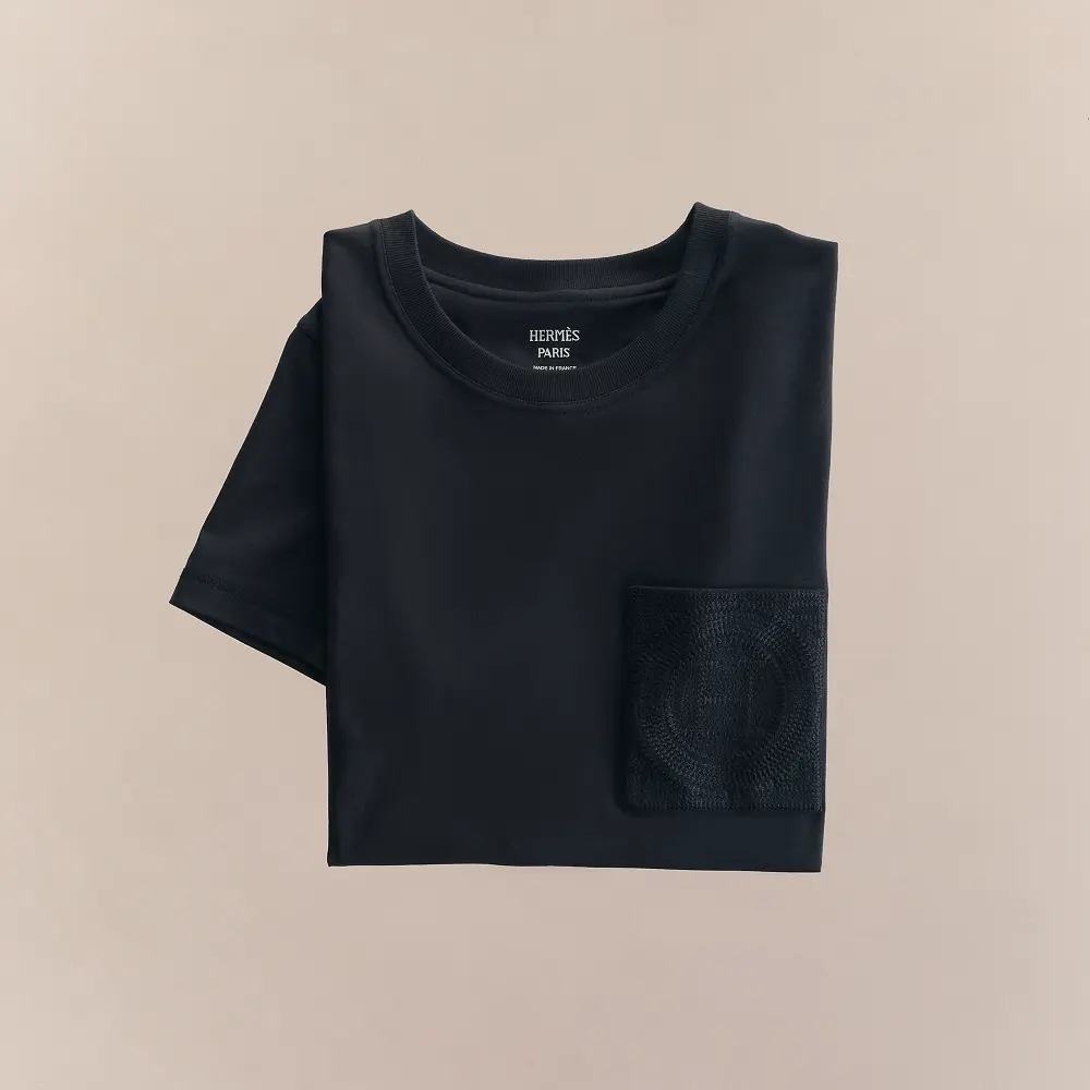 TSHIRT EMBROIDERED POCKET · blue noir