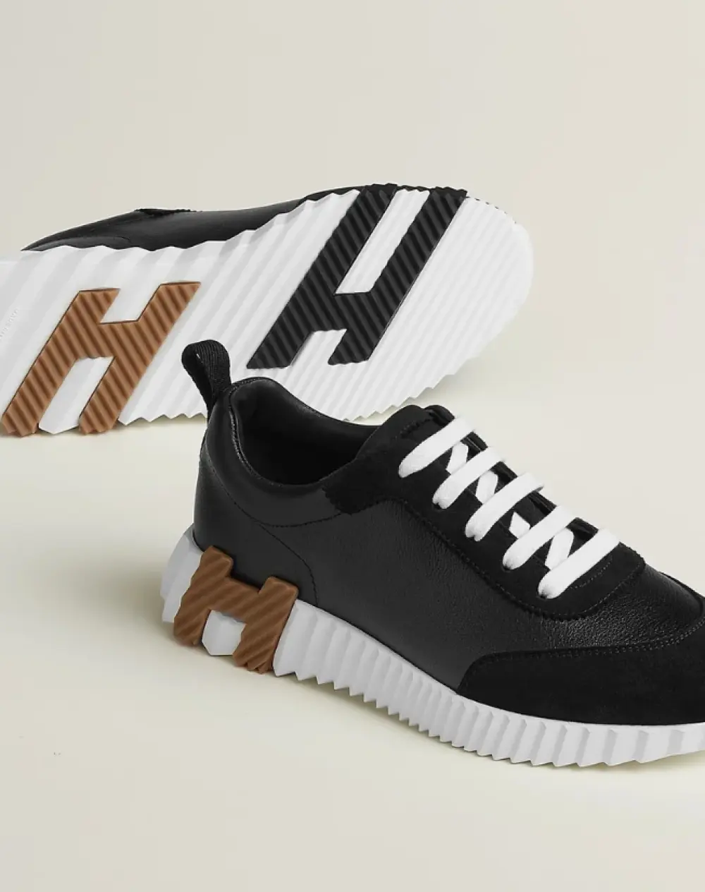 BOUNCING · black leather - beige miel