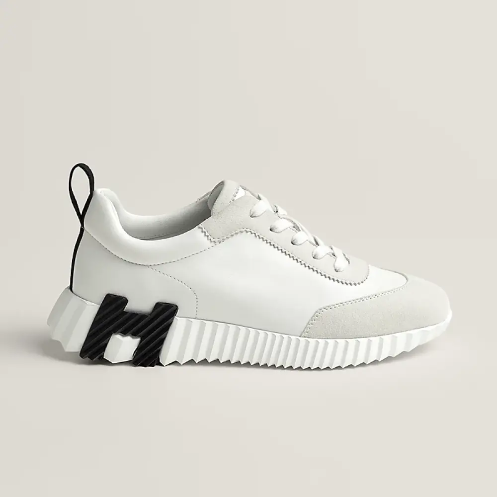 HERMES BOUNCING white leather h - black