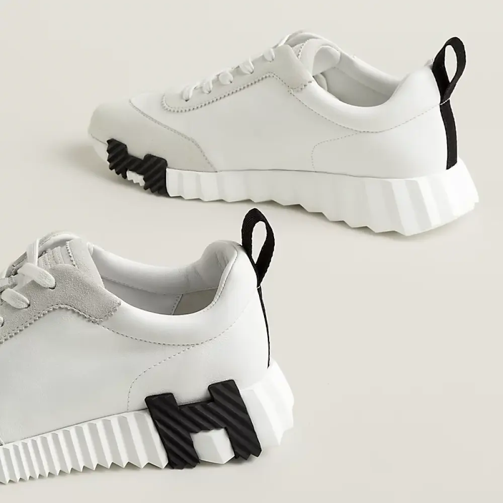 HERMES BOUNCING white leather h - black