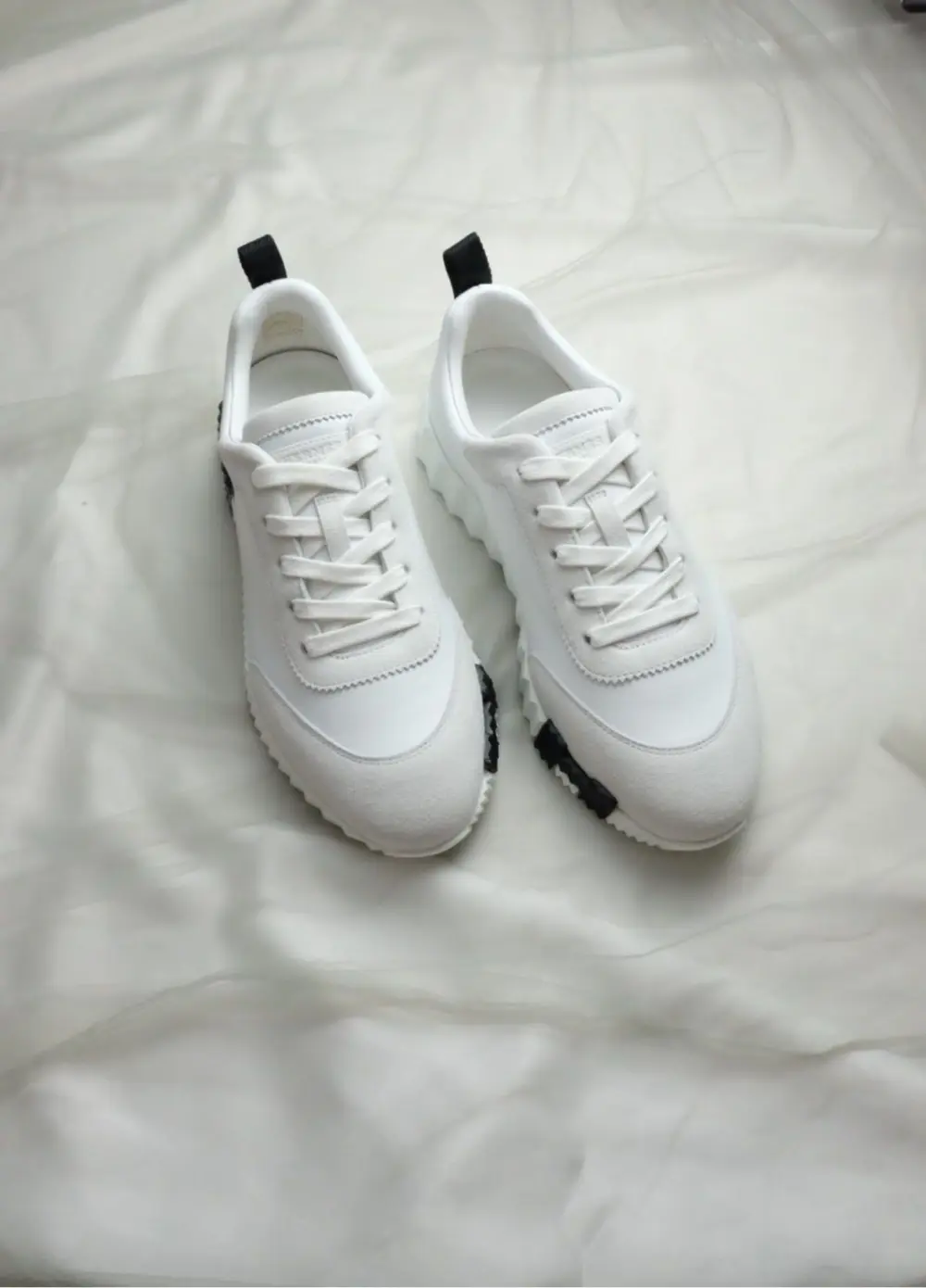 HERMES BOUNCING white leather h - black