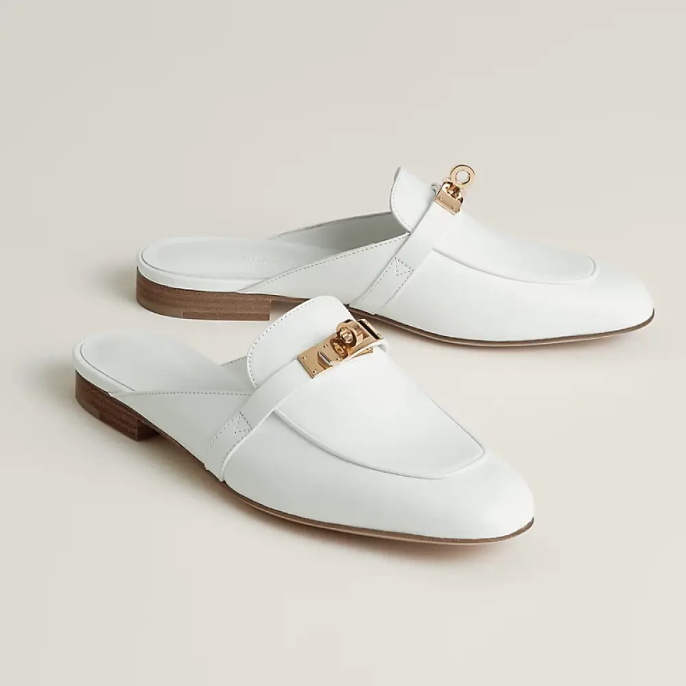 HERMES OZ MULES all white ghw