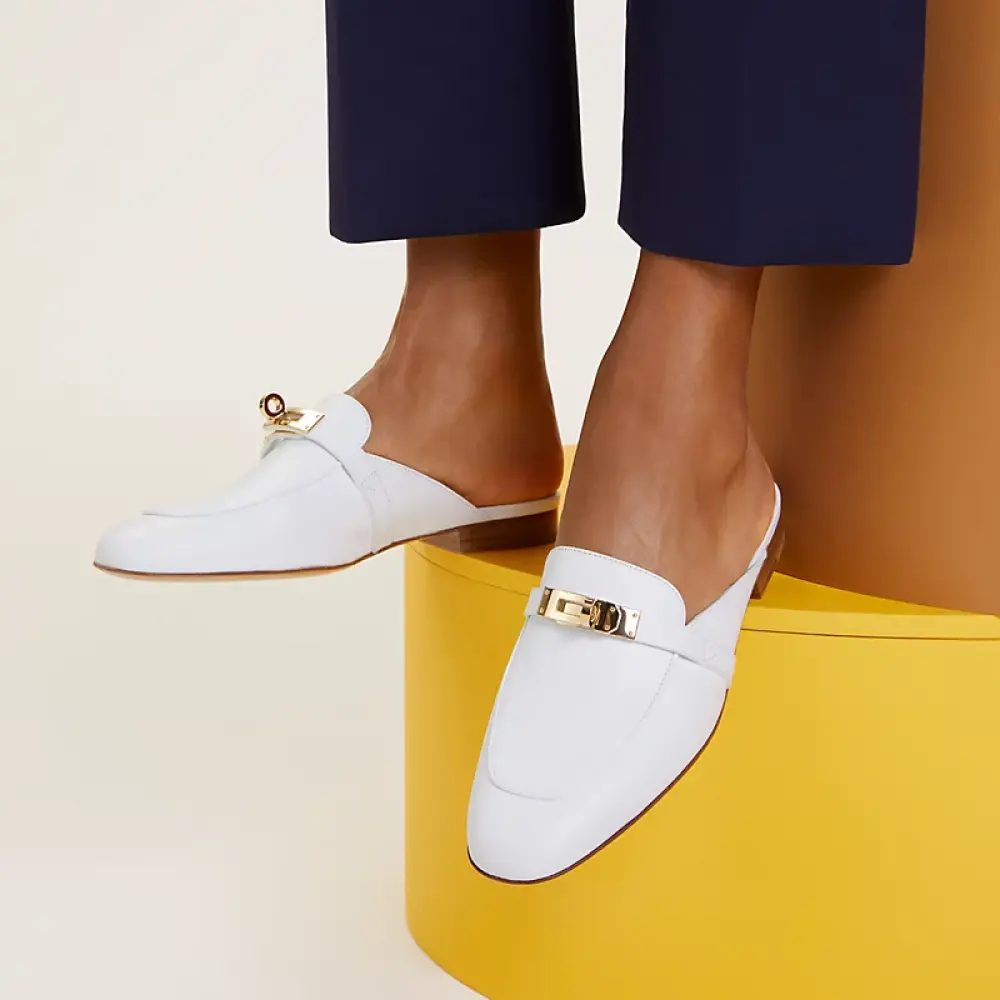 HERMES OZ MULES all white ghw
