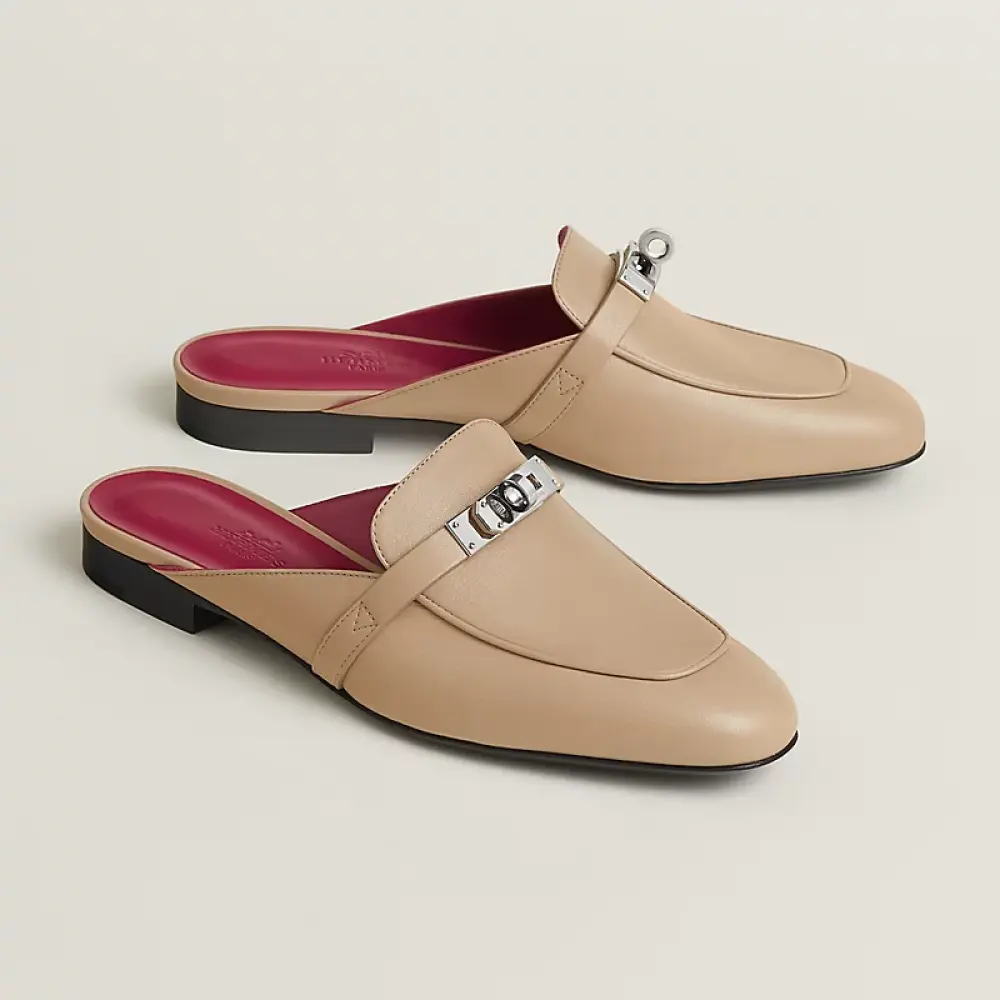 HERMES OZ MULES beige nude shw