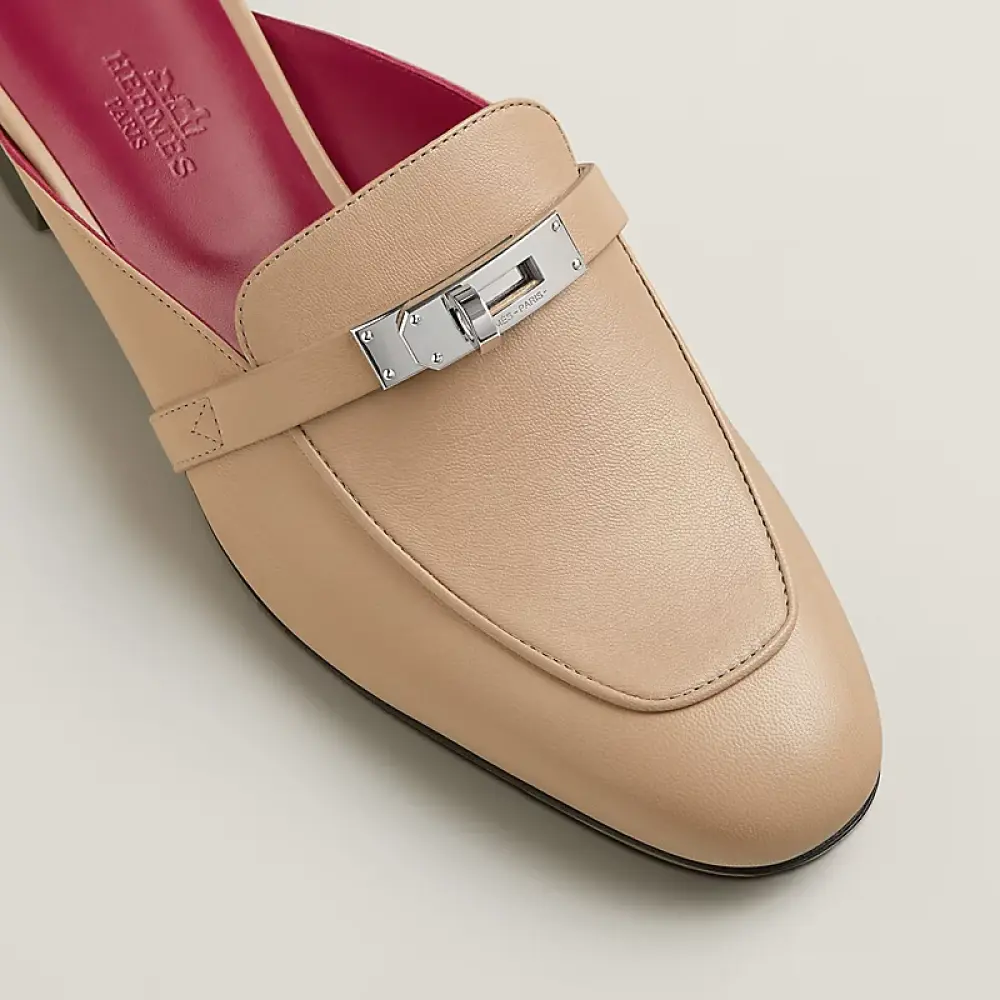 HERMES OZ MULES beige nude shw