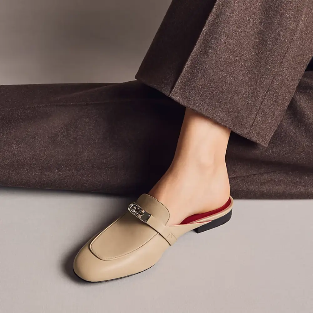 HERMES OZ MULES beige nude shw