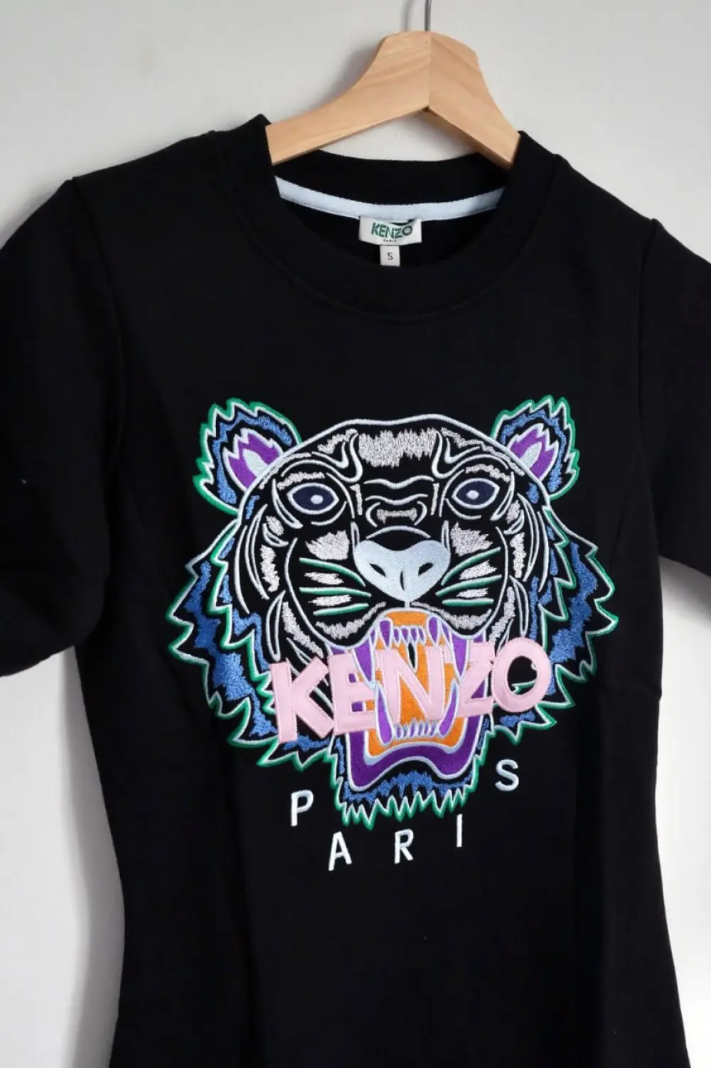 KENZO DRESS FLARE SHORT SLEEVE black baby pink